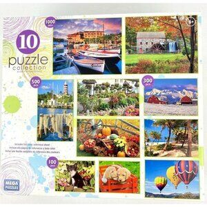 MEGA Puzzle 10 Collection  100, 300, 500 & 1000 Total 4400 Pieces NEW Sealed